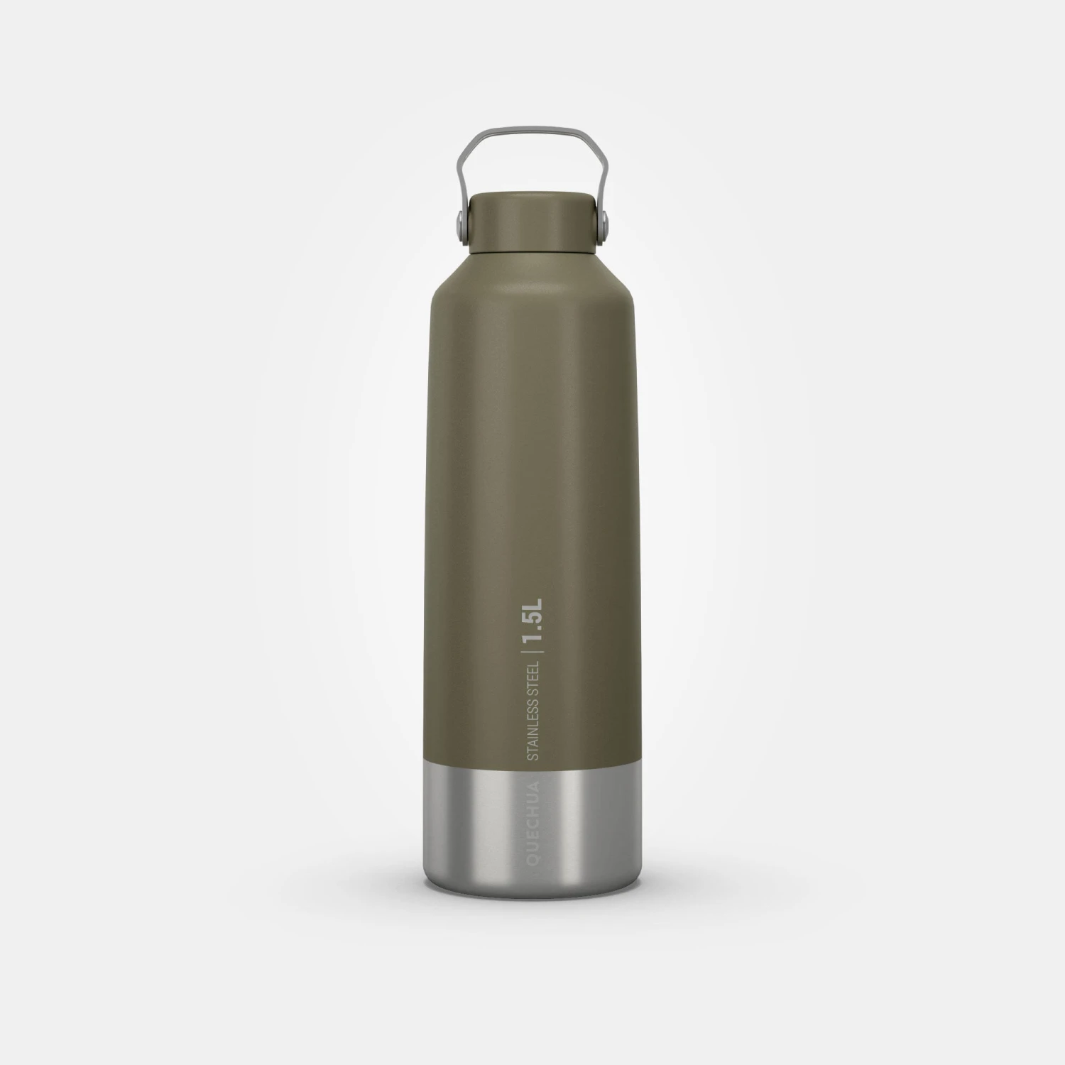 Quechua Stainless Steel Hiking Flask With Screw Cap MH100 1.5 L Khaki 10 Quechua Stainless Steel Hiking Flask With Screw Cap MH100 1.5 L Khaki - Image 10
