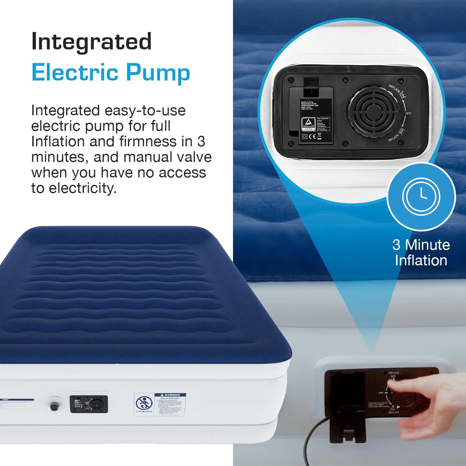 King Comfort Plus Air Bed – Navy/White 2 King Comfort Plus Air Bed – Navy/White - Image 2