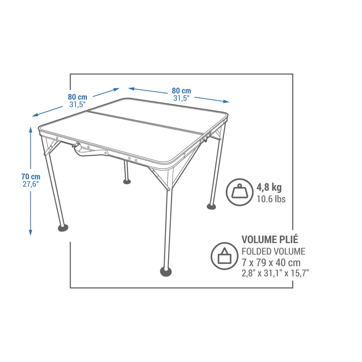 Quechua FOLDING CAMPING TABLE - 4 PEOPLE 2 Quechua FOLDING CAMPING TABLE - 4 PEOPLE - Image 2