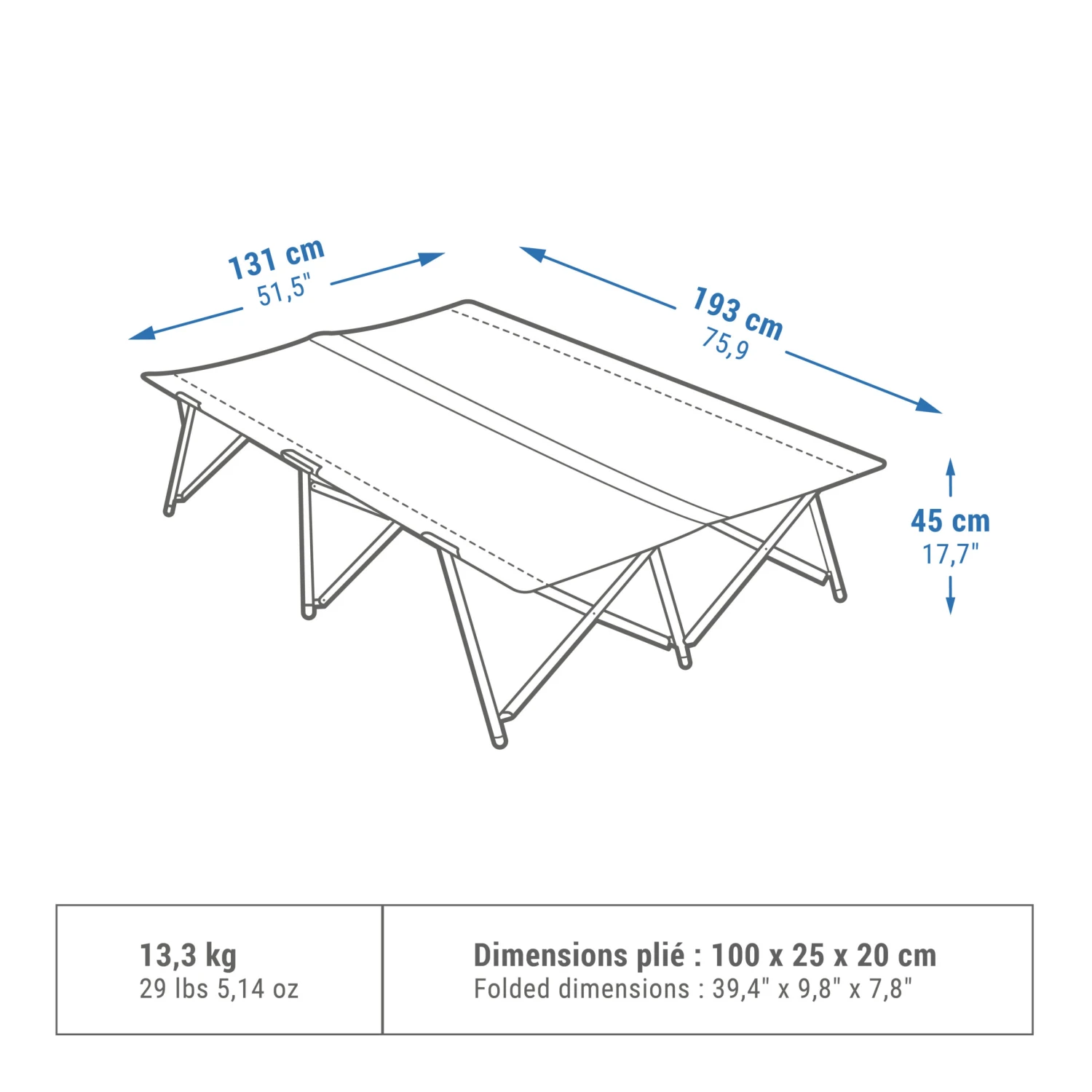 Quechua CAMP BED FOR CAMPING - DOUBLE CAMP BED SECOND 130 CM 2 Quechua CAMP BED FOR CAMPING - DOUBLE CAMP BED SECOND 130 CM - Image 2