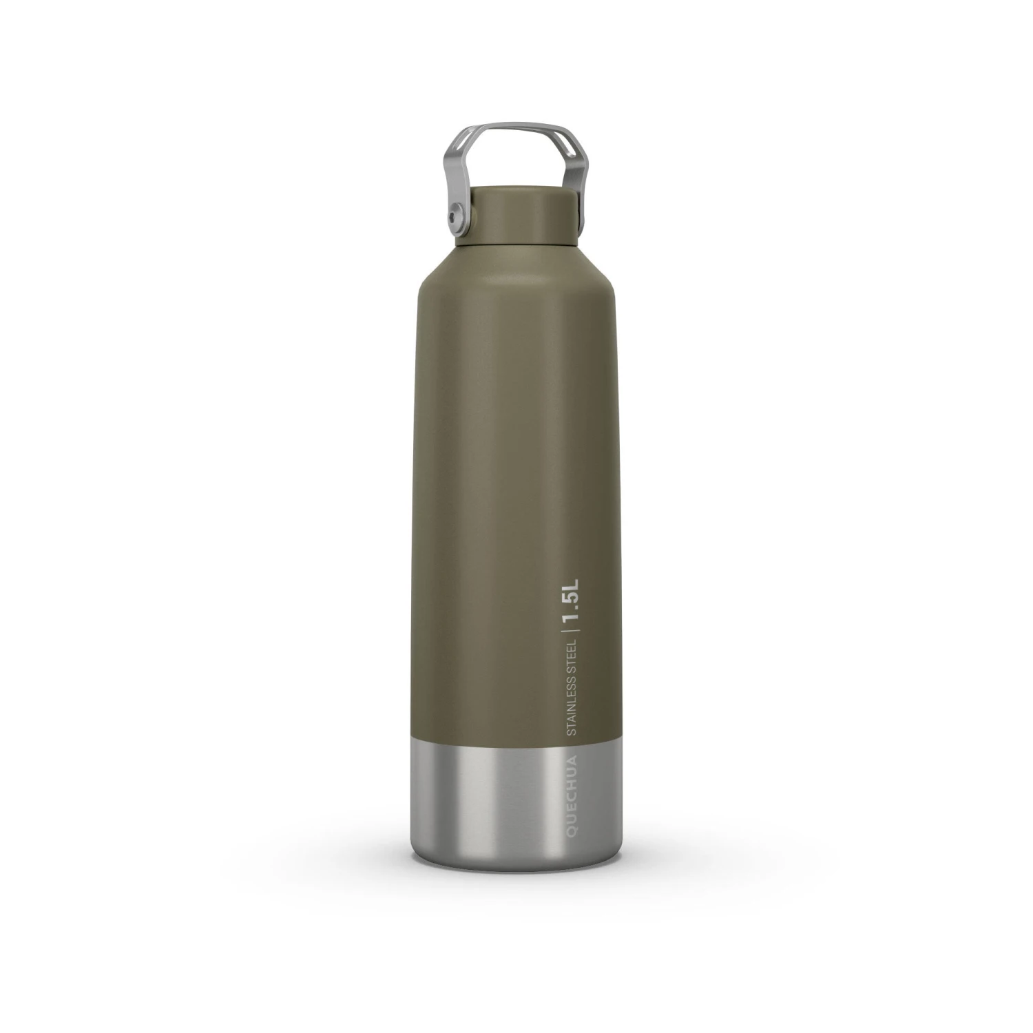 Quechua Stainless Steel Hiking Flask With Screw Cap MH100 1.5 L Khaki 1 Quechua Stainless Steel Hiking Flask With Screw Cap MH100 1.5 L Khaki
