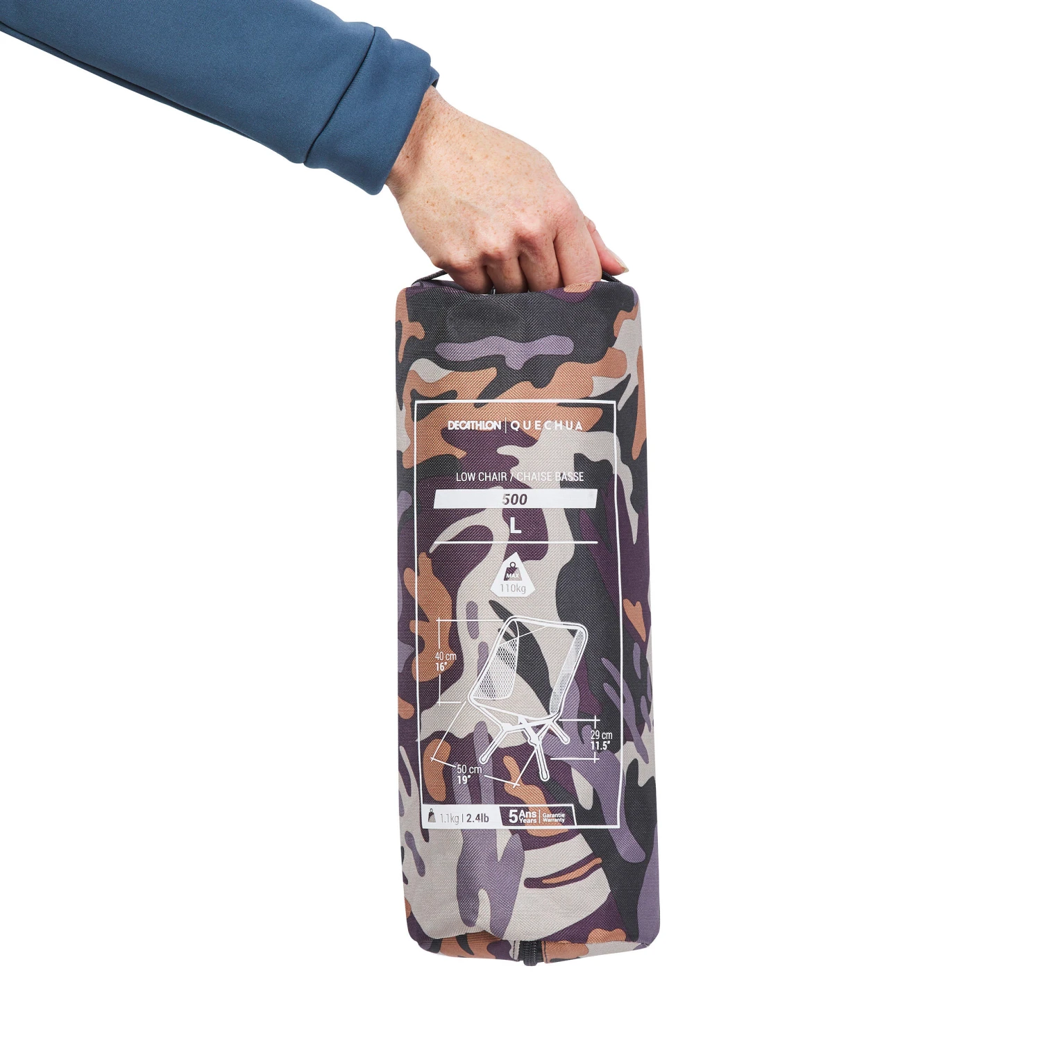 Quechua LOW FOLDING CAMPING CHAIR MH500 CAMO 2 Quechua LOW FOLDING CAMPING CHAIR MH500 CAMO - Image 2